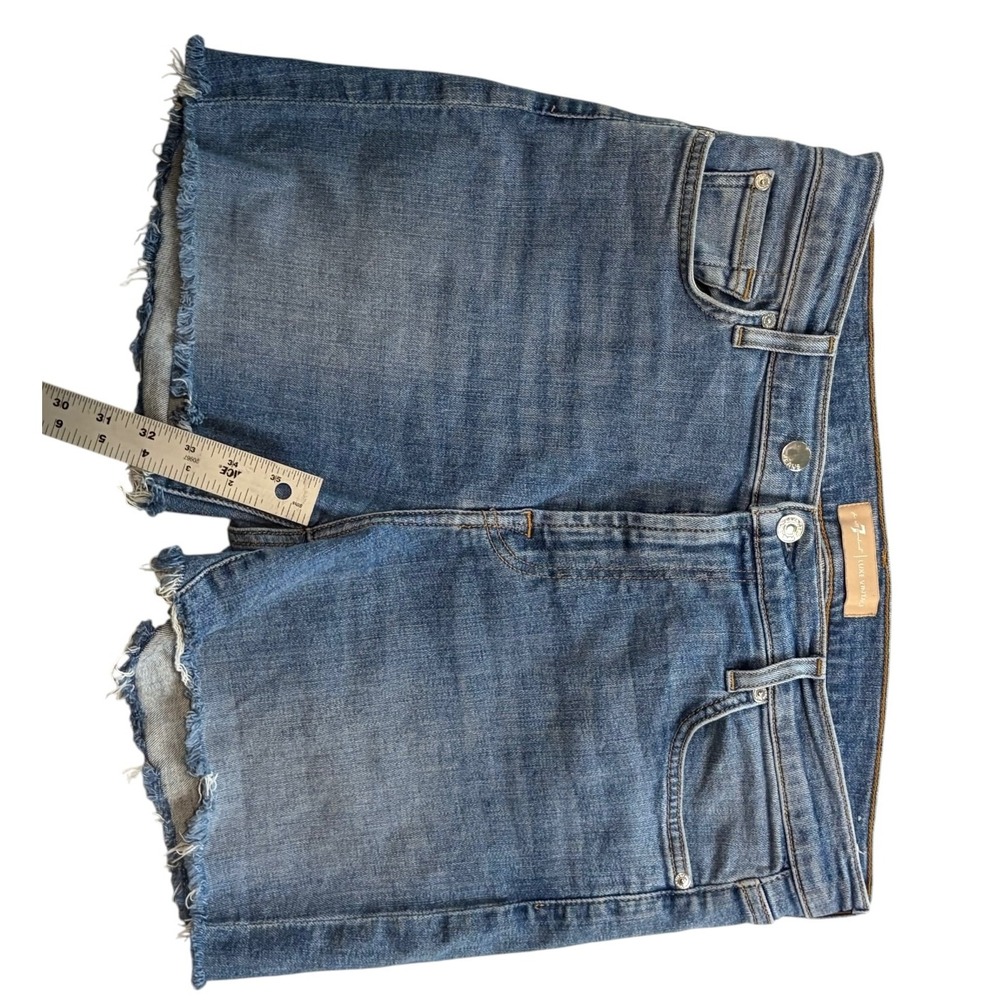 Seven7 Luxe Vintage Distressed Raw Hem‎ Denim Cutoff Shorts Blue - Picture 7 of 7